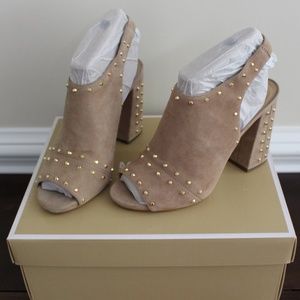 Michael Kors Astor Open Tan Suede Sandal 7.5M